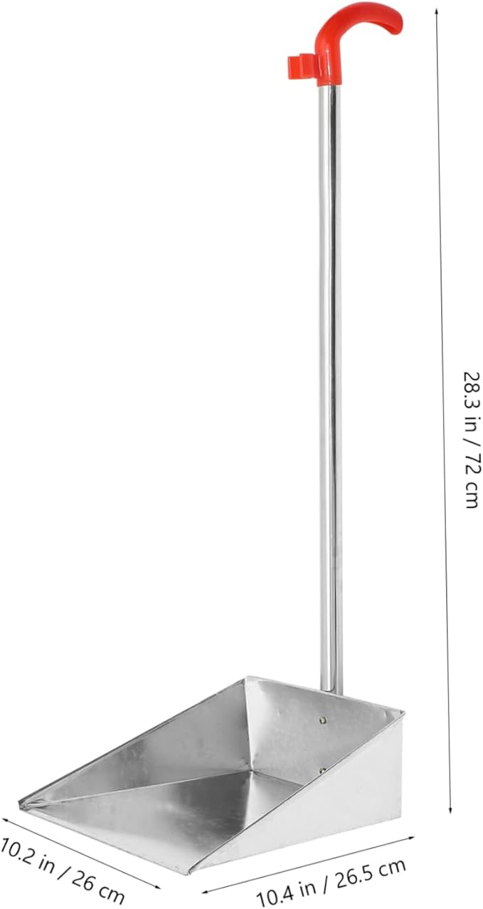NOLITOY Ergonomic Long Handle Dustpan Brush Metal Dustpan for Cleaning Stand-up Stainless Steel Dust Pan Broom for Home Office Random Style