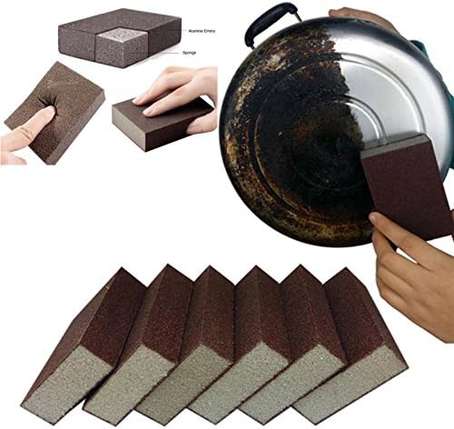 6 Pcs Heavy Duty Scrub Sponge， Magic Emery Sponge Brush,Nano Emery Sponge&Cleaning Sponge，Cleaning Brushes for Household use，Dark Brown