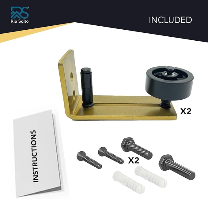Rio Salto Metal Gold Barn Door Floor Guide Hardware, Barn Door Roller Track Wall Mount