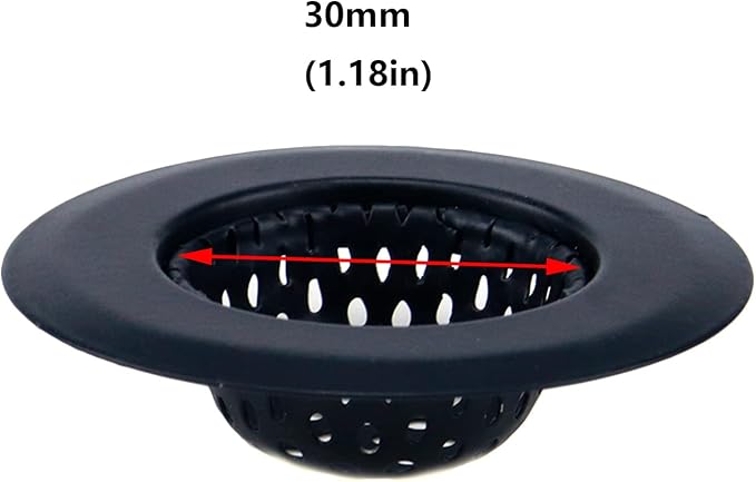 Antrader Kitchen Sink Strainer,2.17" Top / 1.18" Basket,Stainless Steel Sink Drain Strainer,Black,2 Pack