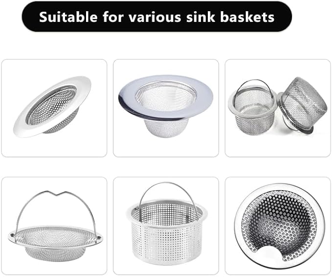 Disposable Mesh Sink Strainer Bags (420 Count) for Kitchens, Bathrooms and Showers Precisely captures Hair and Food Debris Easy to Clean Suitable for Kitchen, Bathroom, Shower Drain Pipes.