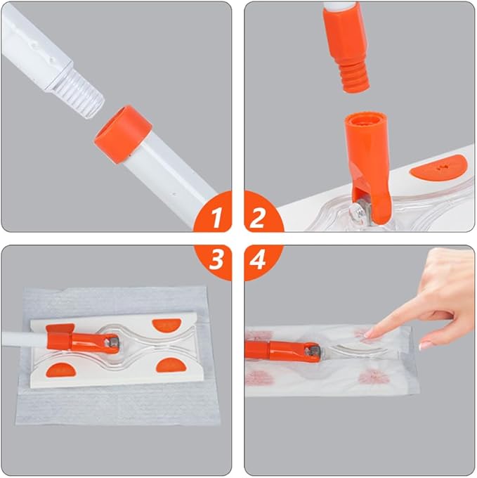 Mops for Floor Cleaning,55" Handle with 10" Flat Head with 4 Magic Sponge Eraser Pads、2 Microfiber Pad and 50 Dry Cleaning Cloths,for Mopping Home, Bathroom, Kitchen
