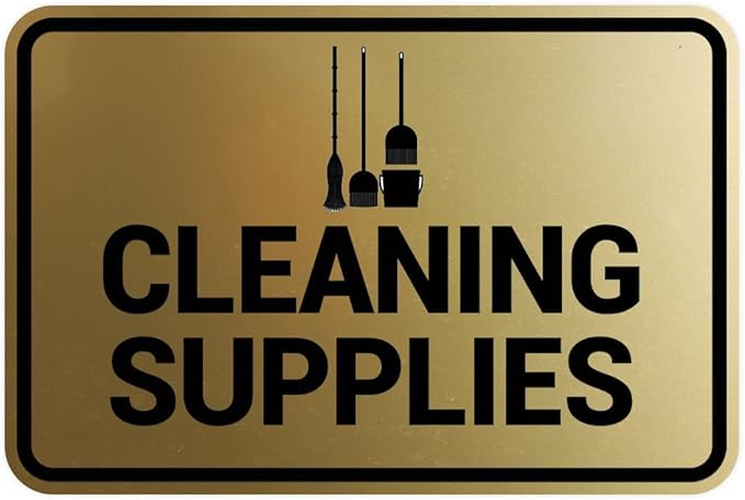 Signs ByLITA Classic Framed Cleaning Supplies Sign (Brushed Gold) - Small