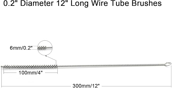Utoolmart Steel Wire Tube Brush 12" x 1/4" Spiral Long Handle Cleaning Brush for Tube Bottle Pipe Welding Slag Rust Remove Cleaning Tool,10pcs