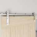 TSMST 5.5FT Sliding Barn Door Hardware Kit, Stainless Steel Heavy Duty Sturdy Barn Door Track for Single Wood Door, Slide Smoothly Quietly (L Style)