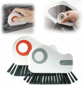 2 in 1 Groove Cleaning Brush Window Track Cleaning Tools, 2025 Upgrade Multifunction Hard Bristle Crevice Cleaner Brush with Hidden Scraper for Sliding Door Track, Window Sill (Grey+Orange)