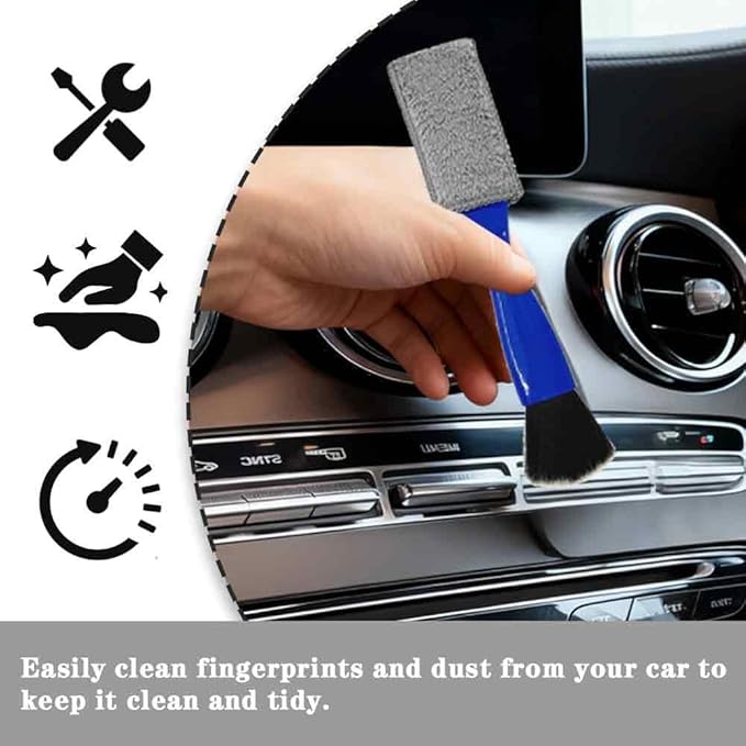 Double-Headed Car Cleaning Brush, Car Detailing Brush, Durable, Easy to Store Without damaging Interior Surfaces; Suitable for Cleaning dashboards (1PCSBlue)