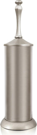 Stain Nickel Toilet Brush and Holder，Extra Long Handled Toilet Brush for Bathroom，Stainless Steel Heavy Duty Toilet Bowl Brush,Deep Cleaning Modern Toilet Cleaner Brush -Space Saving, Covered Brush
