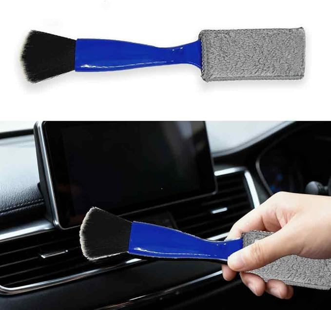 Double-Headed Car Cleaning Brush, Car Detailing Brush, Durable, Easy to Store Without damaging Interior Surfaces; Suitable for Cleaning dashboards (1PCSBlue)