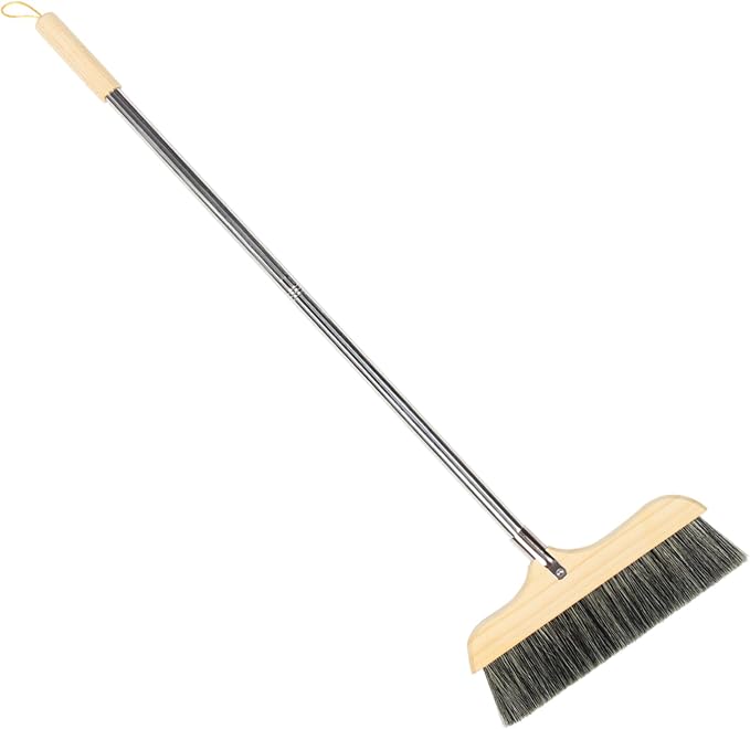 VICASKY Soft Bristle Broom with Long Handle Static Hardwood Floor Cleaning Brush for Home and Office Thick Bristles for Pet Hair and Dirt Removal Indoor Outdoor Sweeping Tool