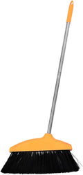 Housoutil Soft Bristle Broom with Dustpan Set, Stainless Steel Handle Floor Broom for Pet Hair and Hair Removal, Wide Angle Indoor Outdoor Sweeping Tool for Home Kitchen Office Cleaning