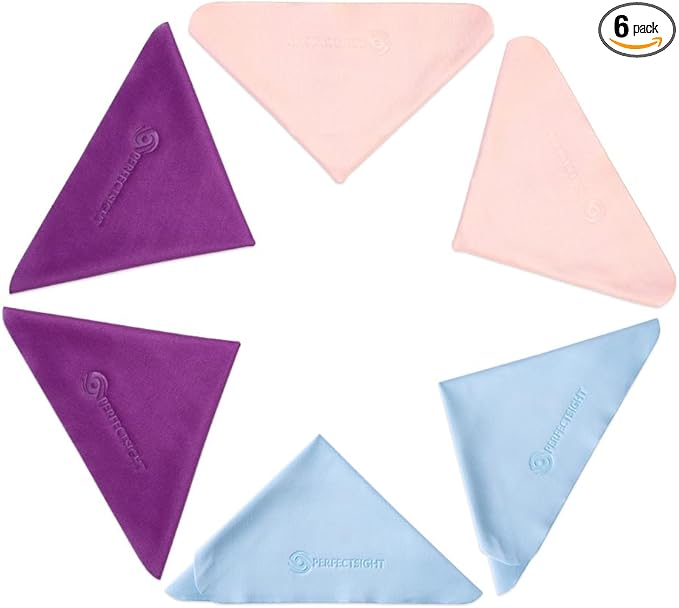 PERFECTSIGHT Microfiber Cleaning Cloths for Electronics - Cleans Lenses, Glasses, Screens, Cameras, Cell Phone, Eyeglasses, Computer, Monitors,Tablets LCD TV Screens (6 Pack, Multicolor)