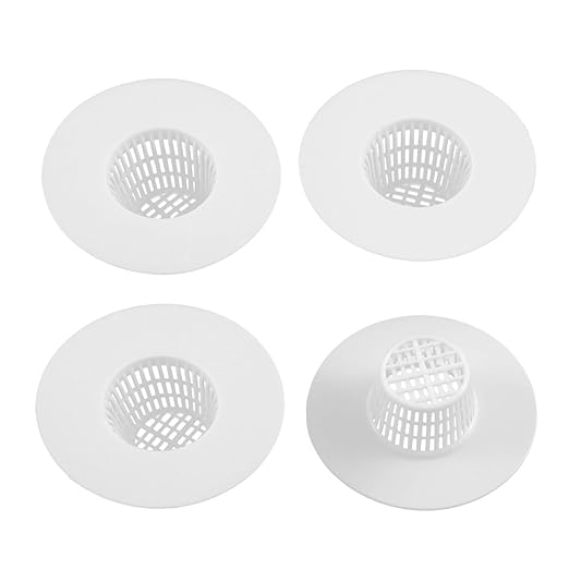 uxcell Bathroom Plastic Drain Hair Stopper Strainers Sink Drainer Screen Net White 4pcs
