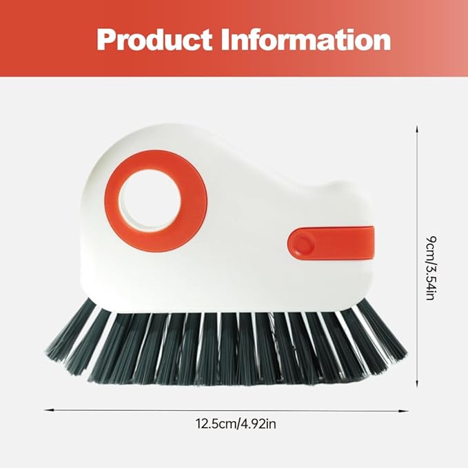 2 in 1 Groove Cleaning Brush, 2025 New Window Track Cleaning Tools, Multifunction Hard Bristle Cleaning Brush with Hidden Scraper for Sliding Door Track, Window Sill, Window Seal (Orange-2Pcs)