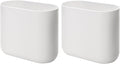 iDesign Small Slim Plastic Bathroom Trash Can, Garbage Can for Bedroom, Office, Desk, Dorm, 2-Pack, White