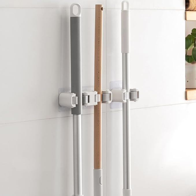 Broom Holder Wall Mount Mop and Command Broom Hanger Organizer Wall Mount Self Adhesive (Single Clip)