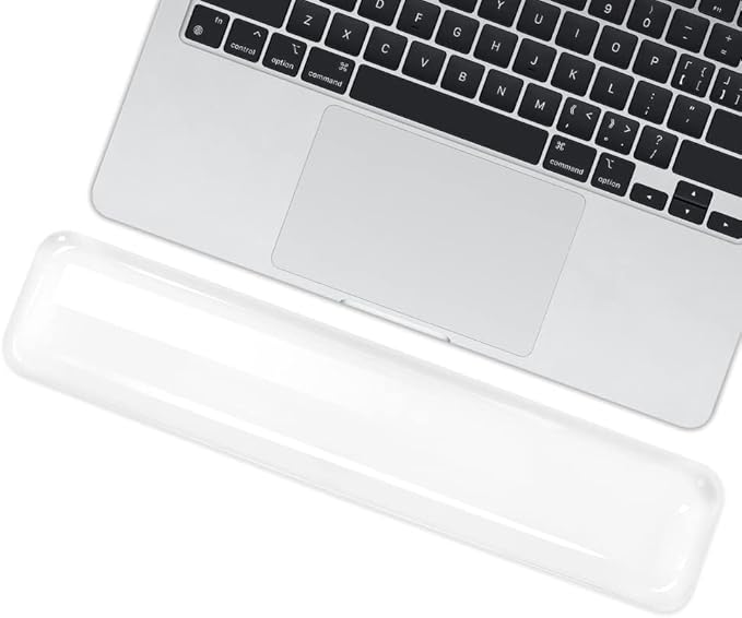 Soft Keyboard Wrist Rest Pad 14.37IN Comfortable Cool Silicone Cushion Typing Hand Pain Relief Support Pad with Gel-Filled for MacBook Magic Keyboard Other Keyboards Office & Home (Clear)