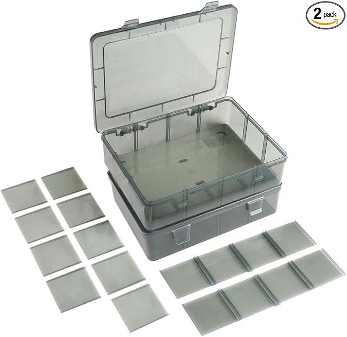 2 Pack Plastic Storage Organizer Box, Storage Container, Jewelry Organizer, Parts Storage Box with Dividers for Crafts, Beads, Buttons, Ornaments, Metal Parts, and More (12 Grids 2 Pack)