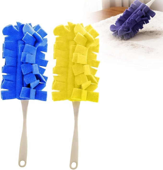 Reusable Duster Refills, Fleece Duster Refill Reusable Dusters for Cleaning, Electrostatic Duster Refills Washable Cleaning Pads Tools for Home, Blinds, Car, Furniture (Blue + Yellow)
