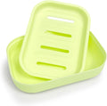 Double Layer Draining Soap Dish, Plastic Dishwashing Sponge Soap Holder for Kitchen, Bathroom, and Washstand (Light Green)