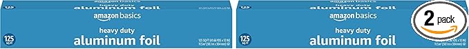 Amazon Basics Heavy Duty Aluminum Foil, 125 Sq Ft (Pack of 2)