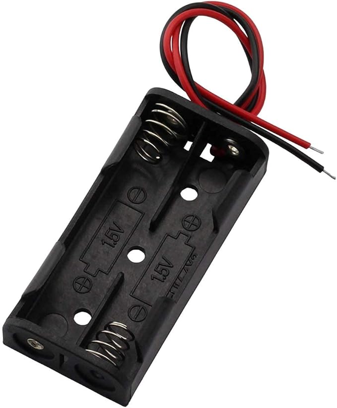 6 Pieces 2 Slots x 1.5V AAA Battery Case Holder Battery Spring Clip Storage Box with 6 inches Wire Leads