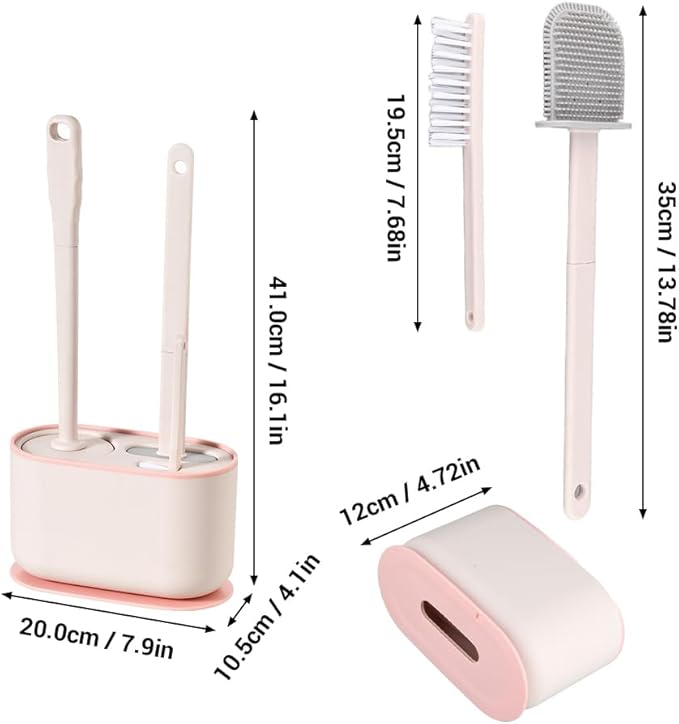 Toilet Brush Set, Bathroom Accessories, Toilet Bowl Cleaners, Deep Cleansing Multifunctional Hanging Toilet Brush Set for Bathroom(Cherry Blossom Pink)