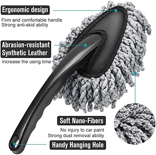 Multi-Functional Car Duster Cleaning Dirt Dust Clean Brush Dusting Tool Mop Gray Car Cleaning Products