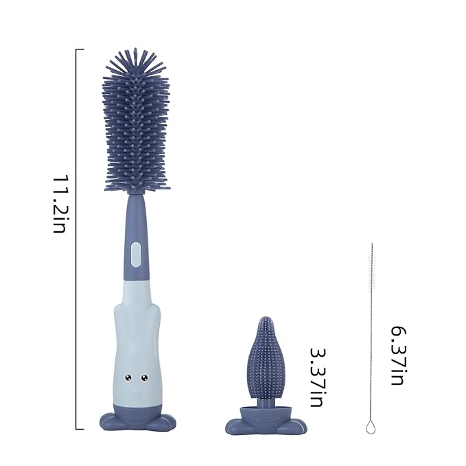 Chemimoso Multifunctional Cleaning Brush, Baby Bottle Brush, Bottle Brush Cleaner Set, Dark Blue, Silicone and Nylon Brush