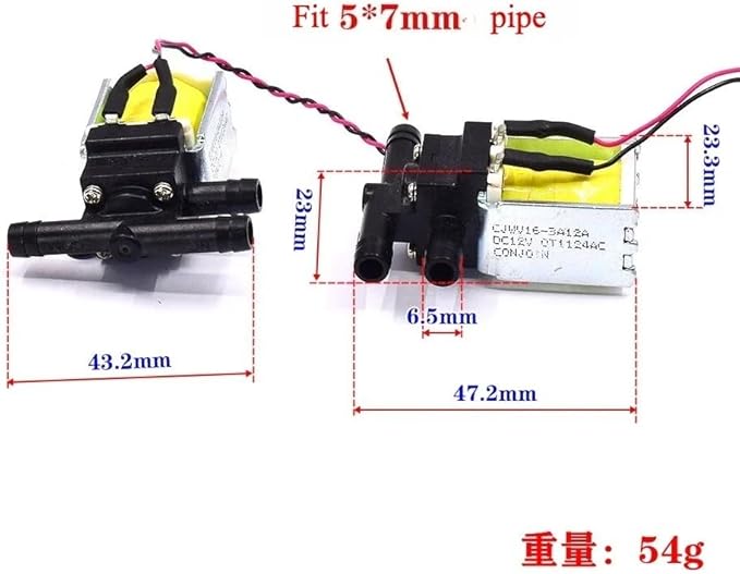 CJWV16-3A12A DC 12V Mini 2-Position 3-Way Solenoid Water Valve Flow Control Switch For Sweeper Floor Carpet Cleaner