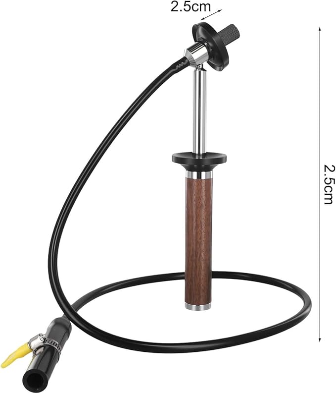 Espresso Cleaning Brush For Coffee Machine Steam Wand,Temperature Resistant Nylon Bristles, Solid Walnut Handle With Anti-Scalding, Silicone Vent Pipe, 26 Cm Steam Wand Cleaning Brush
