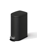 Garvee 2.6 gal / 10 L Metal Bathroom Trash Can with Lid, Slim Waterproof Garbage Can for Bedroom, Small Step-on Trash Bin with Inner Bucket, Rear Handle, Soft Close Lid, Black