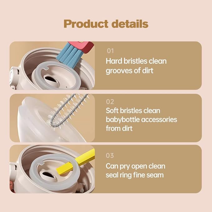 2025 New 3 in 1 Cup Lid Cleaning Brush, 3PCS Multifunctional Crevice Portable Cup Lid Cleaning Brushes, Crevice Cleaning Brush for All Type Bottle Gap Tight Spaces Cup (Colorful)