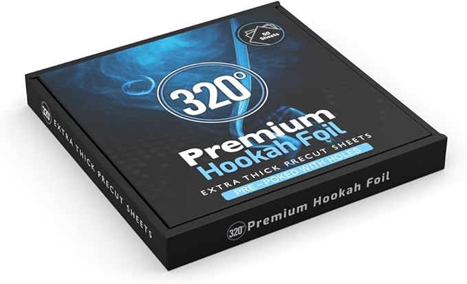 Hookah Foil Sheets with HOLES - Extra Thick Shisha Hookah Aluminium Foil Sheets - 50 Sheets, 6 x 6 inches - 40 Micron thick! Nicotine Free