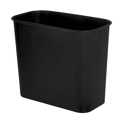 iDesign Small Steel Rectangular Bathroom Trash Can - Matte Black