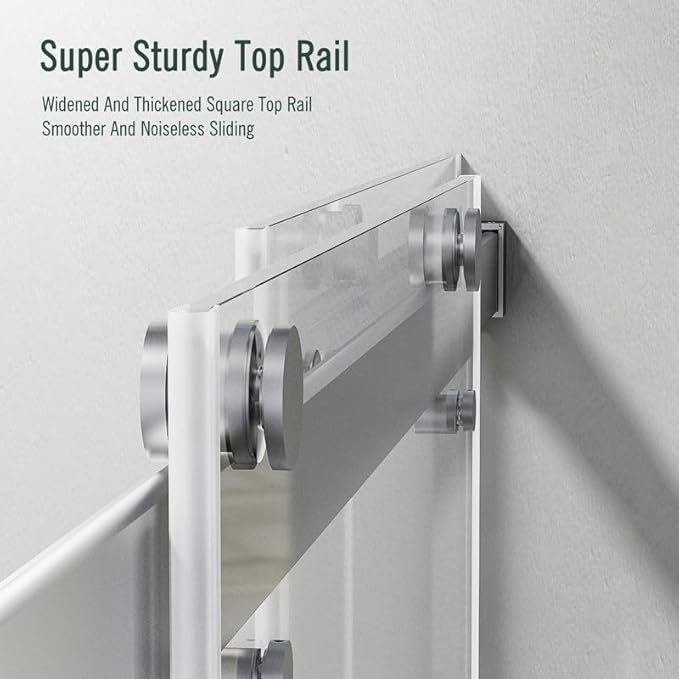 Bathtub Sliding Door, 55"-60" W x 56" H Tub Shower Door, Bathtub Glass Door, Bathtub Double Sliding Tempered Glass Explosion-Proof Film Stainless Steel Brushed Silver