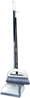 Broom and Dustpan Combo for Office, Broom and Dustpan Set for Home, Long Handle Broom with Upright Standing Dustpan, Indoor & Outdoor Sweeping