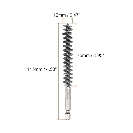 HARFINGTON 3pcs Stainless Steel Bore Brush 12mm Dia Cleaning Wire Brush with Handle 1/4 Inch Hex Shank for Tubes, Ports, Bearings