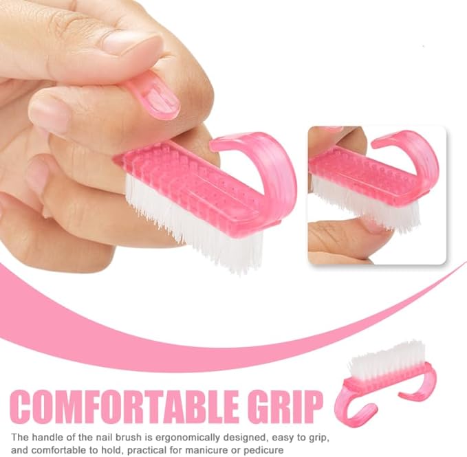 Nail Cleaning Brush, 12pcs Hand Grip Plastic Scrubbing Brush with Soft Bristles Fingernail Cleaning Manicure Supplies for Hands Feet Nails
