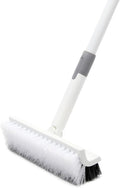 Floor Scrub Brush with Long Handle,Double-Sided V-Shaped Deck Brush,Grout Brush,Shower Floor Scrubber for Cleaning, Tile Scrub Brush with Stiff Bristles, 48"