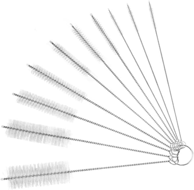 10Pcs White Long Straw Brush, Nylon Pipe Tube Cleaner 8-ihch 10 Different Diameters Set, Long Straw Brush for Sippy Cup, Brush Drinking Straw Cleaning Brush,Brushes,Cleaning Tools