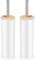 Compact Toilet Brush and Holder 2 Pack,SetStainless Steel Handle Toilet Brush,Deep Cleaning,Durable Nylon bristles,Splash-Proof Design(White&Black)