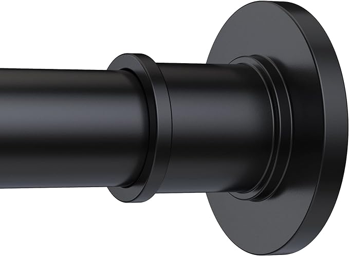 BRIOFOX Industrial Shower Curtain Rod - Rustproof Non-Slip 43-72 Inch Stainless Steel Tension Curtain Rod for Window or Bathroom, Matte Black