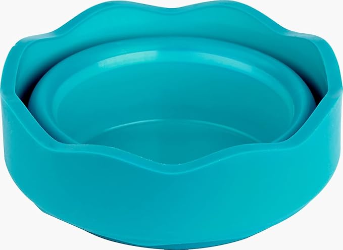 Faber-Castell Clic & Go Portable Paint Water Cup with Brush Holder, Turquoise - Collapsible Paint Brush Cleaner Rinse Cup, Travel Friendly Painting Accessories (Pack of 6)