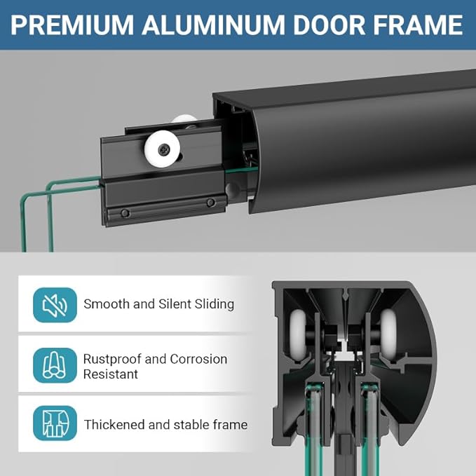 Glass Sliding Shower Door 56-60" W x 72" H, Semi Frameless Double Sliding Bathroom Shower Door, 1/4"(6mm) Clear Tempered Glass, Nano Easy Cleaning Coated, ANSI Cerified, Matte Black