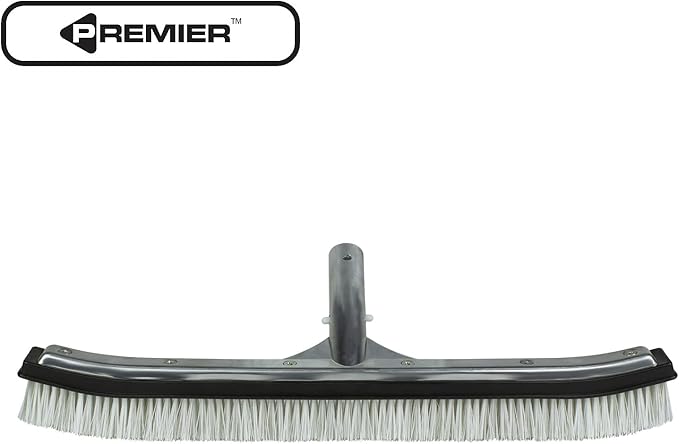 Poolmaster 20173 18-Inch Swimming Pool Brush With Aluminum-Back and Combo Bristles, Premier Collection