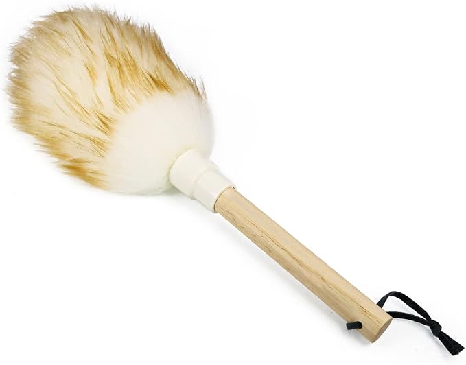 Duster Made of Lambswool with Solid Wood Handle and Lanyard, Antistatic Duster, 38 cm Long, for Cleaning Ceiling Fans, Curtains, Computer Screens, Bookshelves, etc.