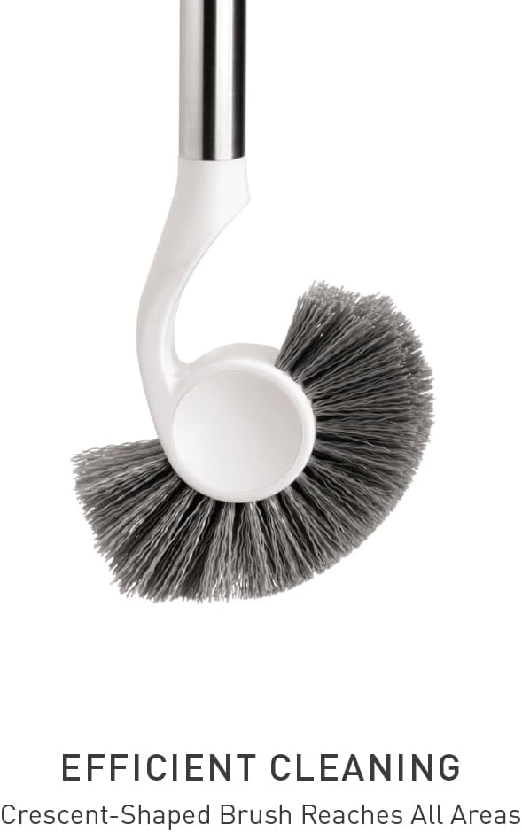 simplehuman Toilet Brush with Caddy, Stainless Steel, White