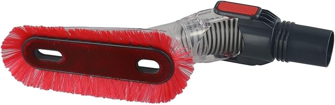 32Mm Flexible Vacuum Dusting Brush Soft Bristle Attachment, For Furniture Ceiling Curtain Cleaning, With Round Head Extension Wand, Fit 1.25 Inch Inner Diameter Red