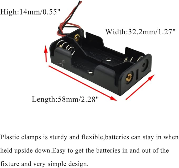 HAHIYO 3V AA Battery Holder Bundle Series with Wire Sturdy Clapm Flexible Springs Contact Build-in Harnesses Batteries Black Case Easy Install 8 Pieces for Wall Clocks Ham Radio Kids Toys